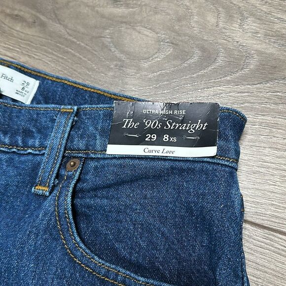 Abercrombie & Fitch The 90’s Straight Ultra High Rise Blue Jeans Curve Love 29 - Picture 4 of 12